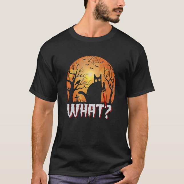 What Black Cat With Knife  Meoween Classic T-Shirt (Front)