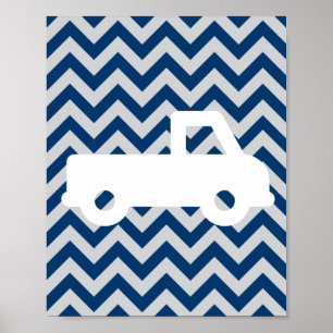 What Boys Are Made Of Blue Chevron Art Print Set