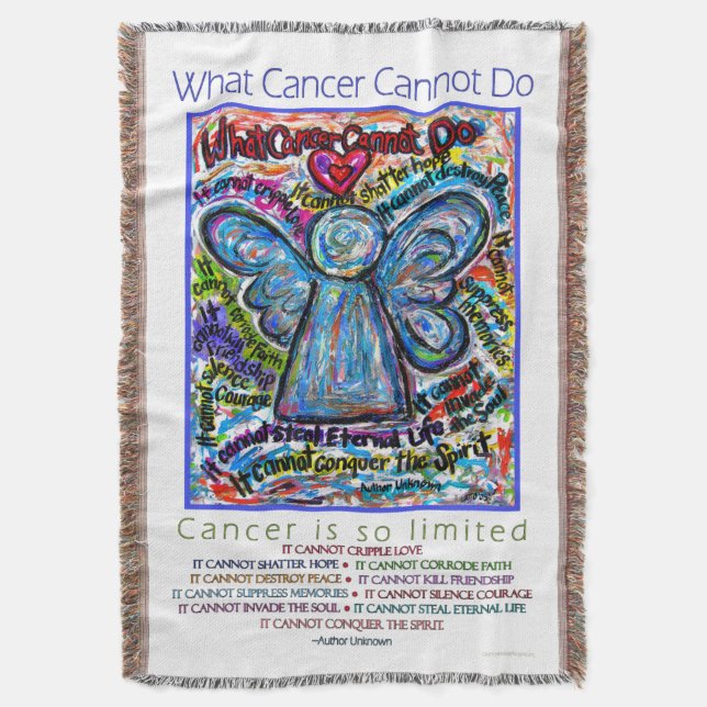 What Cancer Cannot Do Angel Poem Art Throw Blanket (Front Vertical)