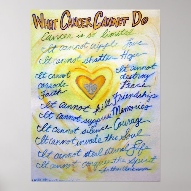 What Cancer Cannot Do Blue & Gold Poster Art Print (Front)