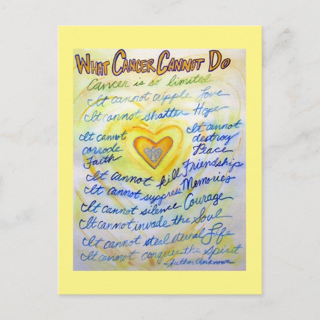 What Cancer Cannot Do Poem Angel Art Postcards (Front)