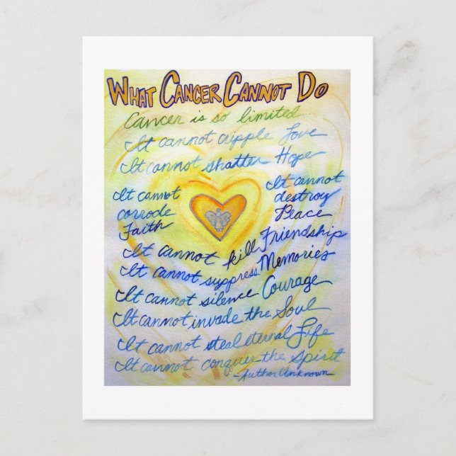 What Cancer Cannot Do Poem Angel Art Postcards (Front)