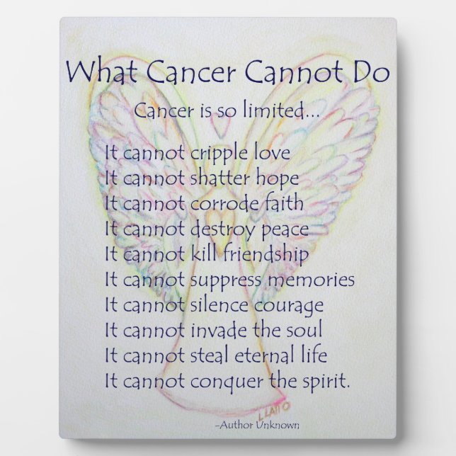 What Cancer Cannot Do Poem Angel Painting Plaque (Front)