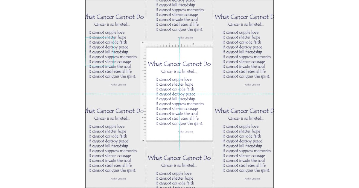 What Cancer Cannot Do Poem Fabric Print Material | Zazzle