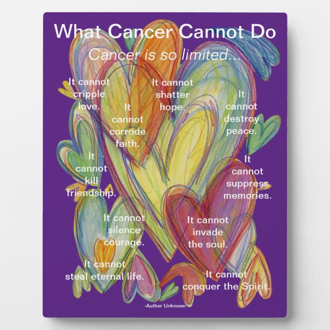 What Cancer Cannot Do Poem Heart Art Plaque (Front)