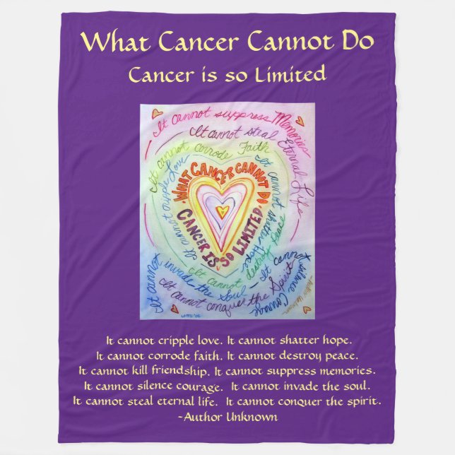 What Cancer Cannot Do Poem Heart Chemo Blanket (Front)