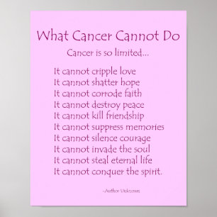 What Cancer Cannot Do Poem Poster Print