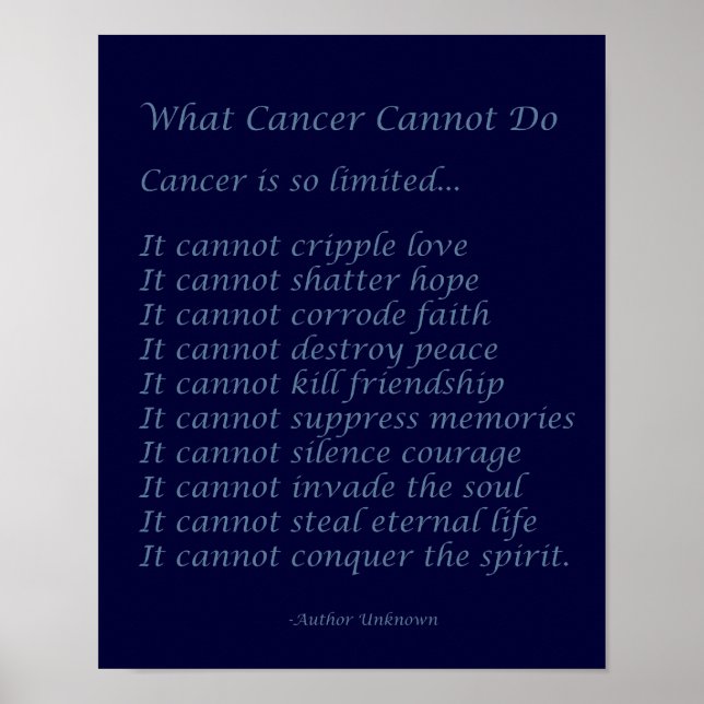 What Cancer Cannot Do Poem Poster Print (Front)