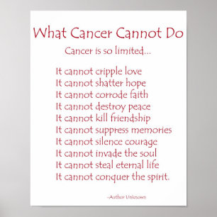 What Cancer Cannot Do Poem Poster Print