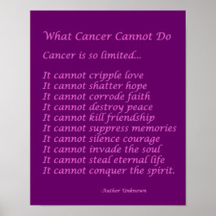 What Cancer Cannot Do Poem Poster Print