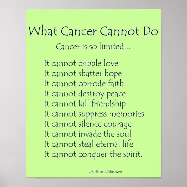 What Cancer Cannot Do Poem Poster Print (Front)