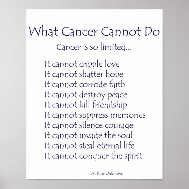 What Cancer Cannot Do Poem Poster Print (Front)