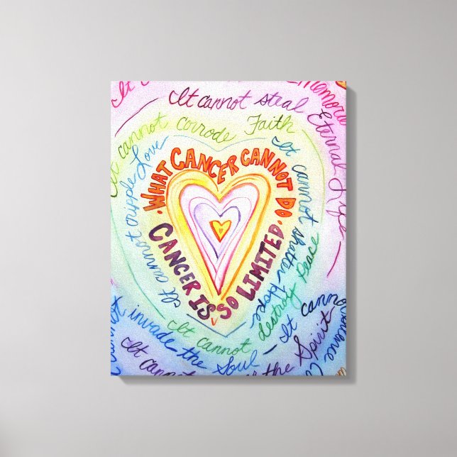 What Cancer Cannot Do Rainbow Heart Canvas Art (Front)