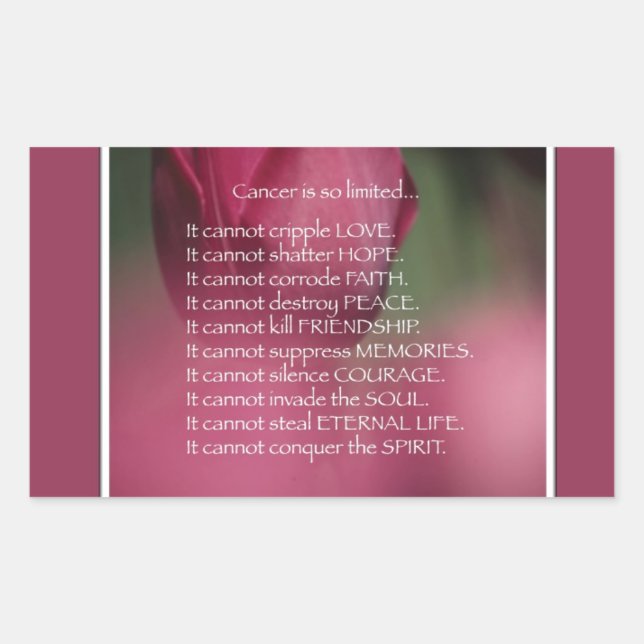 What Cancer Cannot Do, Support and Encouragement Sticker (Front)