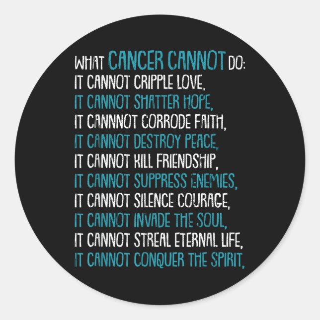 What Cancer Cannot Do Trigeminal Neuralgia Awarene Classic Round Sticker (Front)