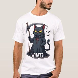 What Cat Black Cat Halloween Scary Cat Angry Cat F T-Shirt