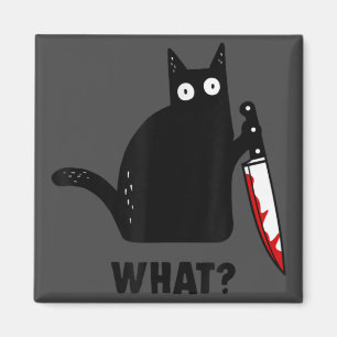 What cat murder with knife horror cat halloween magnet