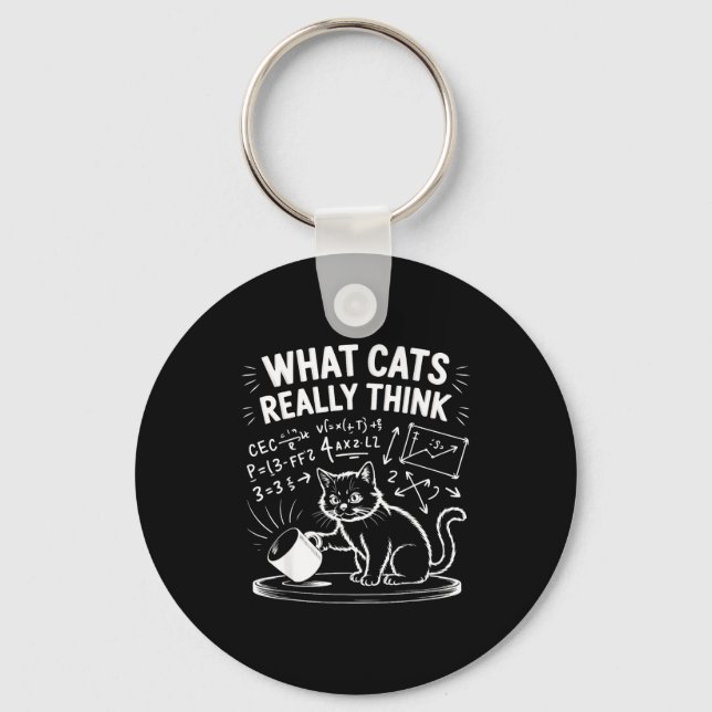 What cats really think funny cat meme physics humo keychain (Front)