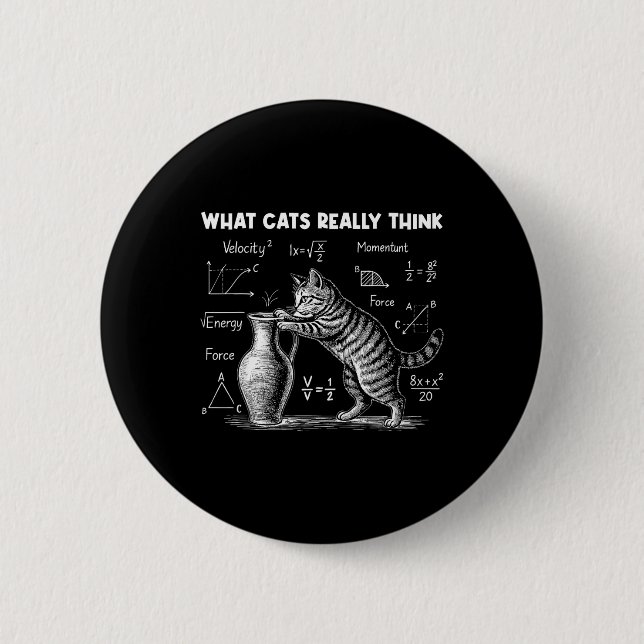 What Cats Really Think Funny Cat Physics Science T 2 Inch Round Button (Front)