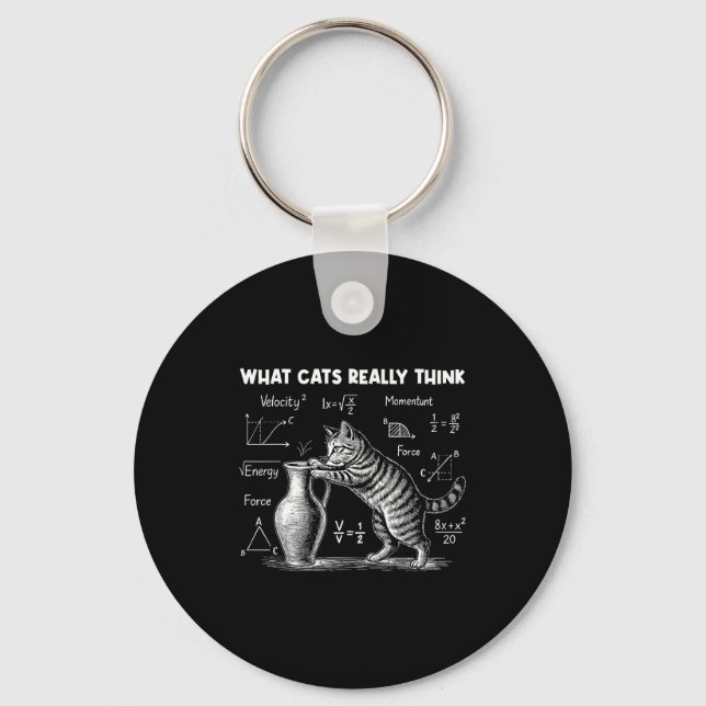 What Cats Really Think Funny Cat Physics Science T Keychain (Front)