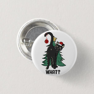 What? Christmas Black Cat Holiday Design 1 Inch Round Button