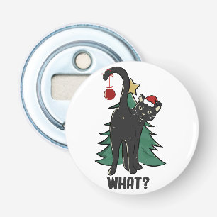 What? Christmas Black Cat Holiday Design Bottle Opener
