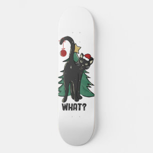 What? Christmas Black Cat Holiday Design Skateboard