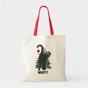What? Christmas Black Cat Holiday Design Tote Bag