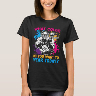 What Colour Do You Paintballer Splattering Shootin T-Shirt