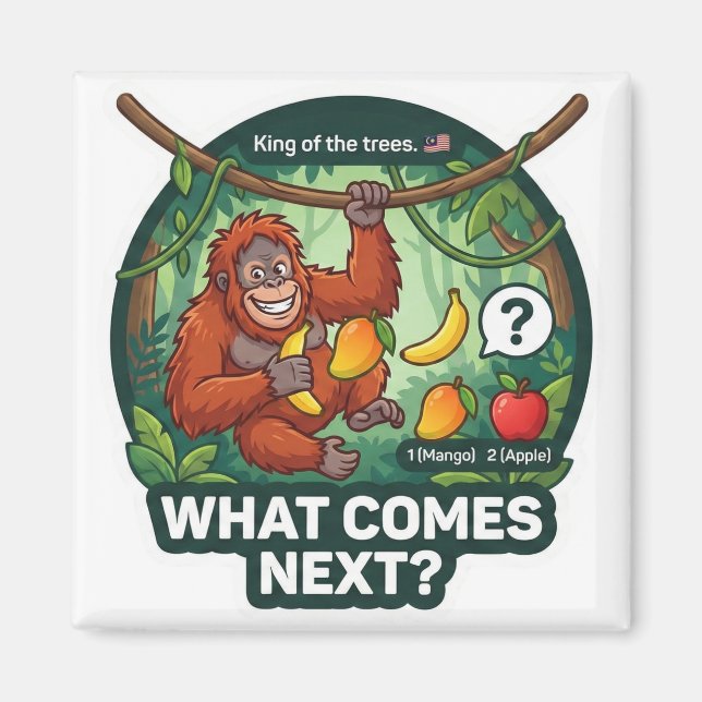 What Comes Next? Orangutan Pattern Logic Game Magnet (Front)