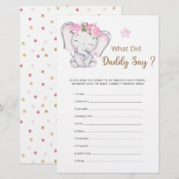 What Did Daddy Say Girl Elephant Baby Shower