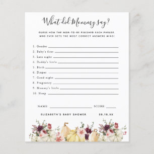 What Did Mommy Say Baby Shower Game