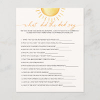 What Did The Dad Say Sunshine Baby Shower Game