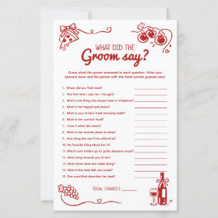 What Did The Groom Say Bridal Party Activity Card