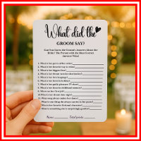 What Did The Groom Say Bridal Shower Game Elegant