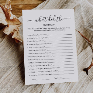 What Did the Groom Say Game Bridal Shower Trivia Invitation