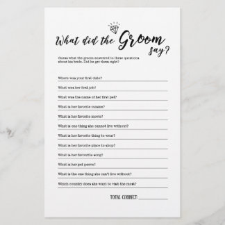 What Did The Groom Say Game for Bridal Shower