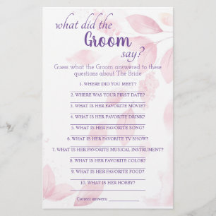 What did the Groom Say Pink Whatercolor Leaves Fly Flyer
