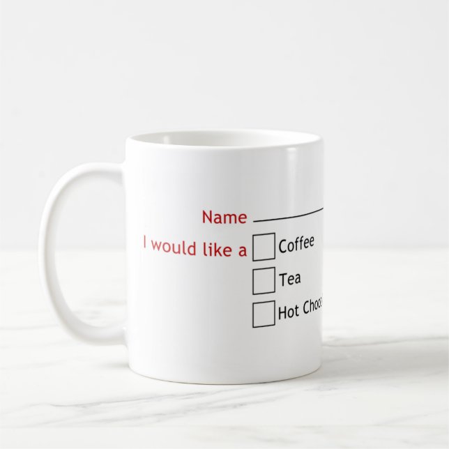 What did you want again? coffee mug (Left)