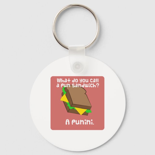 What do you call a pun sandwich? A Punini Keychain (Front)