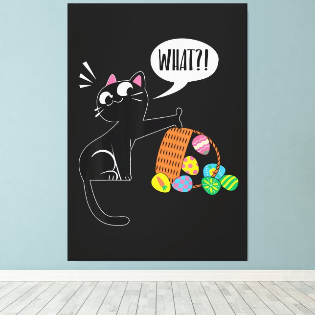 WHAT ! Easter Cat Canvas Print (Insitu(Wood Floor))