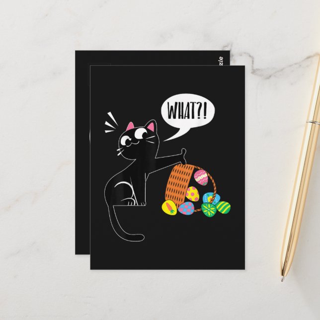 WHAT ! Easter Cat Postcard (Front/Back In Situ)