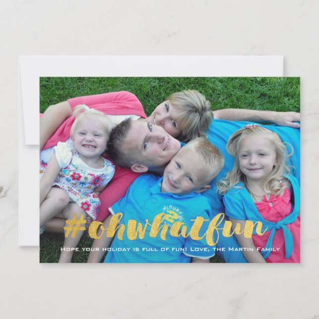 What Fun Gold Overlay Christmas Photo Holiday Card (Front)