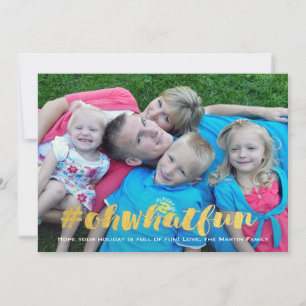 What Fun Gold Overlay Christmas Photo Holiday Card