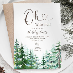 What Fun Pine Trees Greenery Holiday Party Invitation