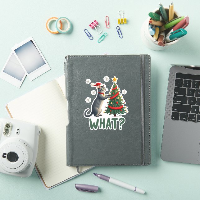 What Funny Cat Pushing Christmas Tree Over Cat Xma (iPad Cover)