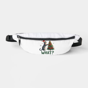 What Funny Cat Pushing Christmas Tree Over Cat Xma Fanny Pack