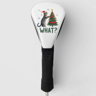 What Funny Cat Pushing Christmas Tree Over Cat Xma Golf Head Cover