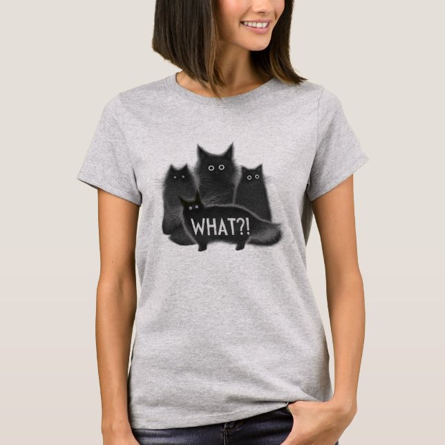 "What?!" Funny Cat T-Shirt (Front)