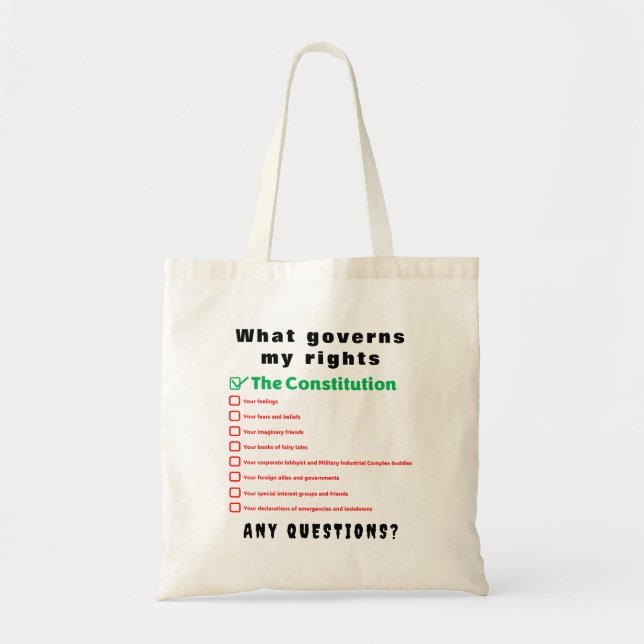 What governs my rights - The Constitution Tote Bag (Front)